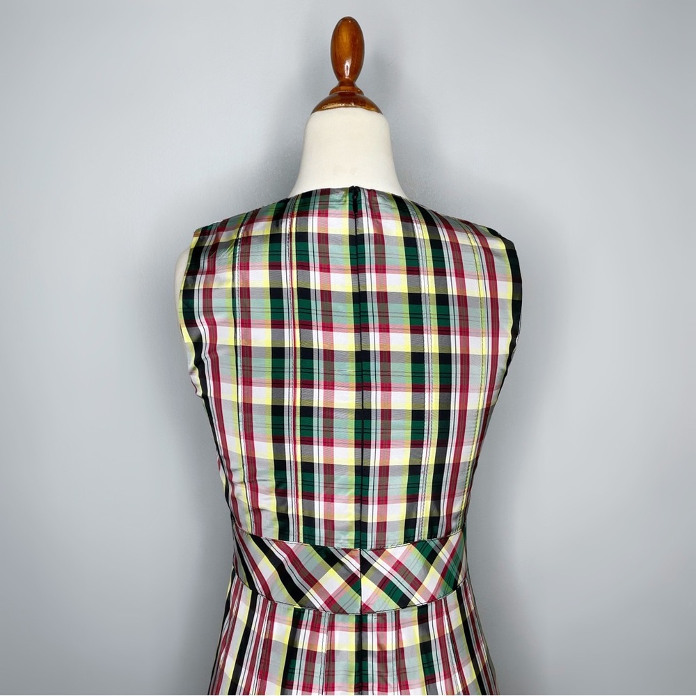 NWT BURBERRY Aria Achni Pleat Detail Check Midi Dress Size 38 US 4 - Picture 7 of 16